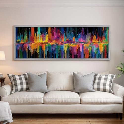 Art mural abstrait panoramique 50x150 cm pour salon - 4