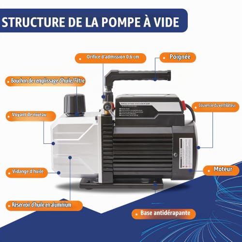 BACOENG Pompe a Vide Climatisation, Pompe à Vide pour Frigoriste, pour Climatisation Domestique, Compatible avec R32 R410A R407C – vue 4