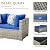 Tradare 7 Piece Patio Furniture Set, Outdoor Wicker Patio Sofa Set, PE Rattan Sectional Couch with Glass Table and Blue Cushions, All-Weather 7 Piece Outdoor Patio Furniture Sets, Grey