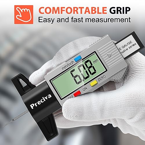 Tyre Tread Depth Gauge, Preciva Silver 0-25.4mm/Inch Digital Tire Checker UK, Tyres Depths Measuring Tool with Large LCD Screen for Cars, Trucks, Vans 6 Tyre Tread Depth Gauge, Preciva Silver 0-25.4mm/Inch Digital Tire Checker UK, Tyres Depths Measuring Tool with Large LCD Screen for Cars, Trucks, Vans - Image 6