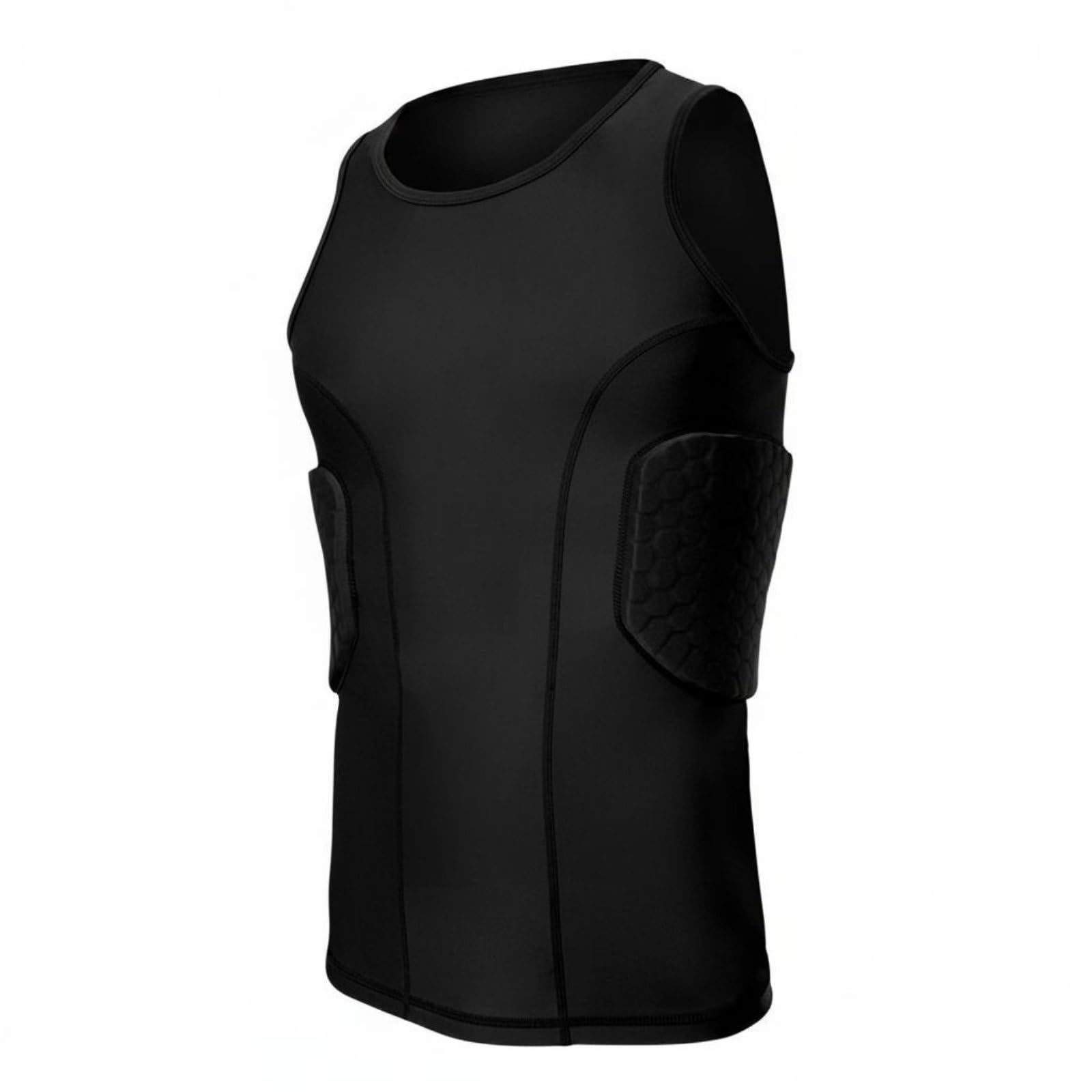 Shock Absorbing Basketball Defensive Vest and Shorts Breathable Rib and Hip Protector Gear Padded Compression Set for Men, Athletes, Football, Sports Training, XXL, Black Vest-image-38