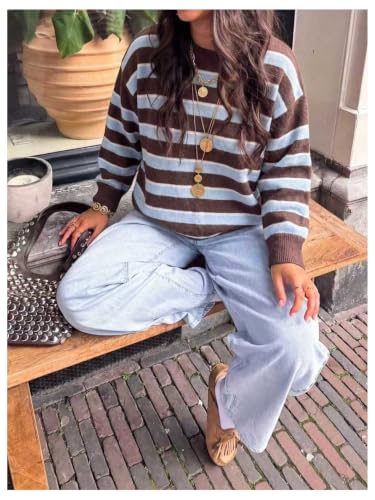 Image of MakeMeChic Women's Striped Sweaters Halloween Vintage Grandpa Sweaters