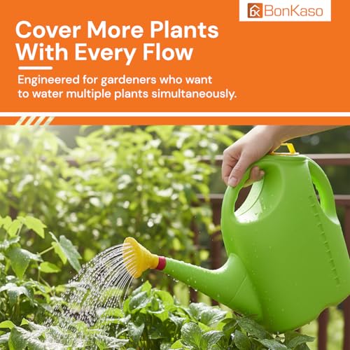 Image of BonKaso 10L Plastic Watering Can for Plants | Durable Garden Water Can with Sprinkler Cap | Easy Grip Handle & Gentle Spray | Ideal for Indoor, Outdoor, Terrace & Kitchen Gardening Water Spray (Green)