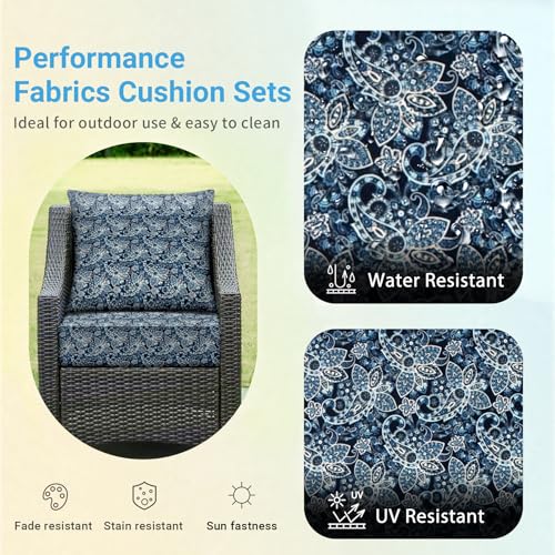 Image of Outdoor Cushions for Patio Furniture,Outdoor Seat Cushion Set 24 x 24 x 5.75 Inch,Waterproof & Fade Resistant Outdoor Chair Cushions,Deep Patio Chair Cushion with Removable Cover,Green Paisley