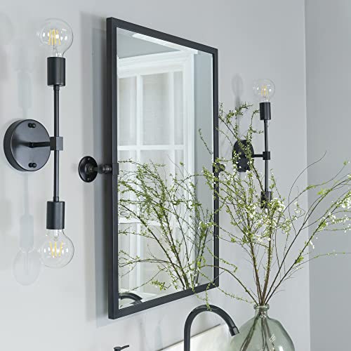 Image of TEHOME 20x30'' Pivot Tilting Bathroom Vanty Mirror Rectangle Black Metal Framed Beveled Wall Mirror