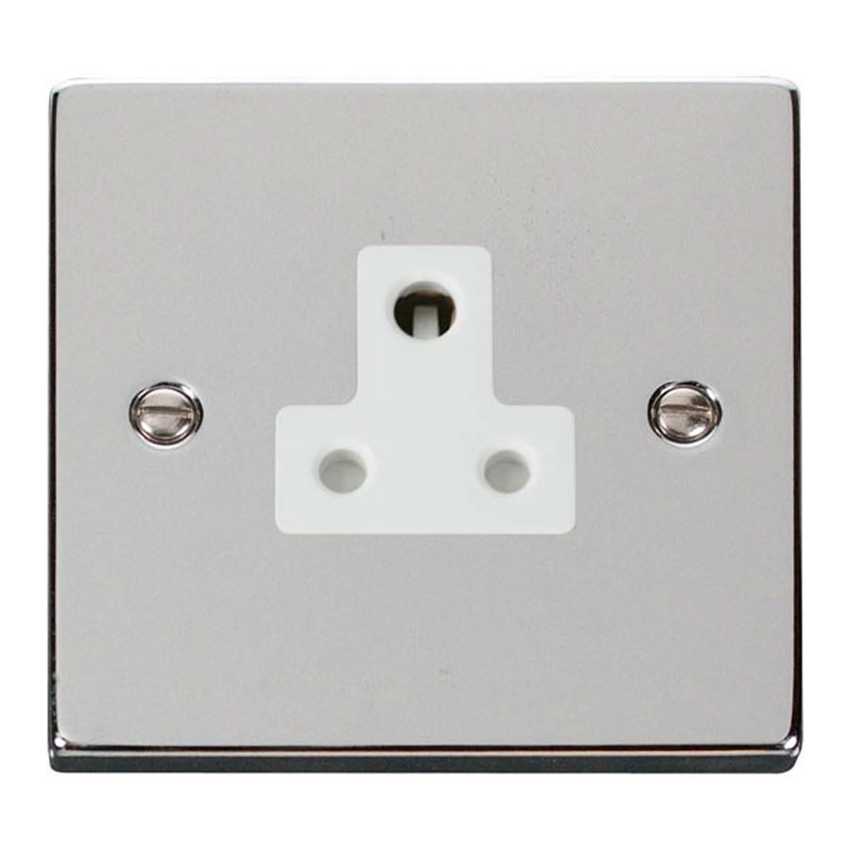 Click Polished Chrome 1 Gang 5A Round Pin Socket