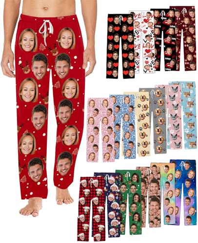 Custom Face Pajama Pants with Photo Personalized Pj Bottoms for Men Women Customized Sleep Pants with pictures Trousers Gift