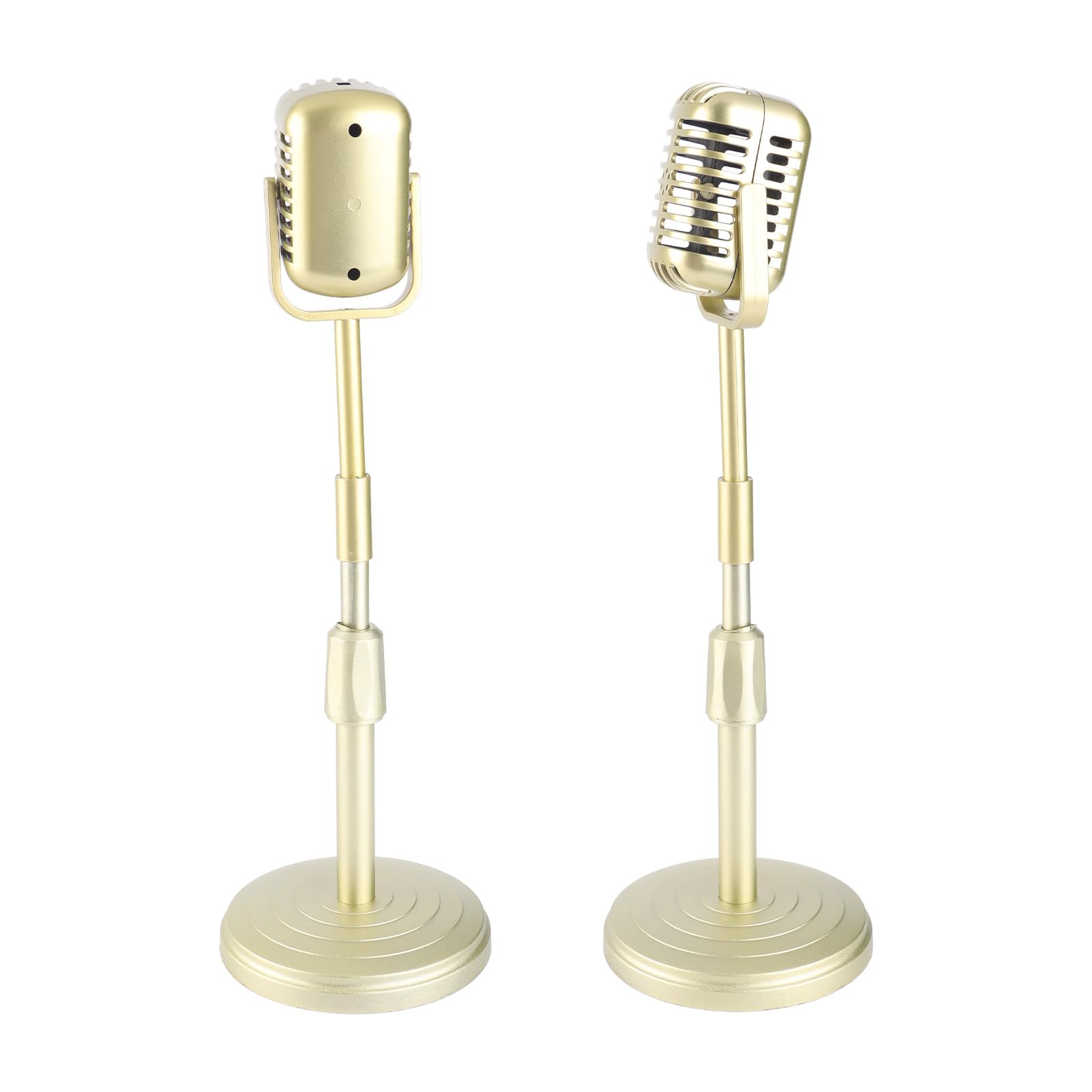 GLOGLOW Vintage Microphone Prop Model Retro Design Support Rod Stable Base Mic Set for Photography Props Plastic Material (Gold)