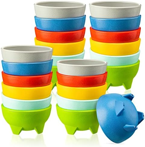 Patelai 24 Pcs Salsa Bowls 14 Oz, Guacamole Mexican Plastic Bowls for Party, Multicolor Plastic Dip Serving for Dipping Sauces, Guacamole Nuts Candy Taco Party Bar