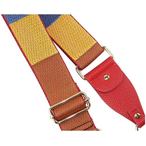 Image of Duwi Wide Purse Strap Multicolor Striped Guitar Style Strap Adjustable Canvas Crossbody Bag Strap