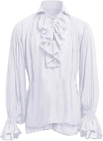 Costume Pirate Chemise à Lacets Style Steampunk Renaissance - Manches Longues Pour Homme - Look Victorien Style Rétro
