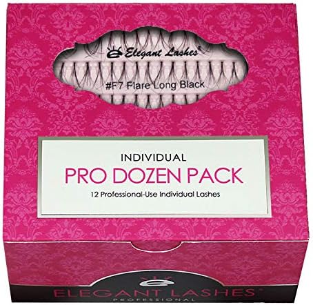 Elegant Lashes Individual Flare X-Long Black Eyelashes (Pro Dozen Pack - 12 Trays)
