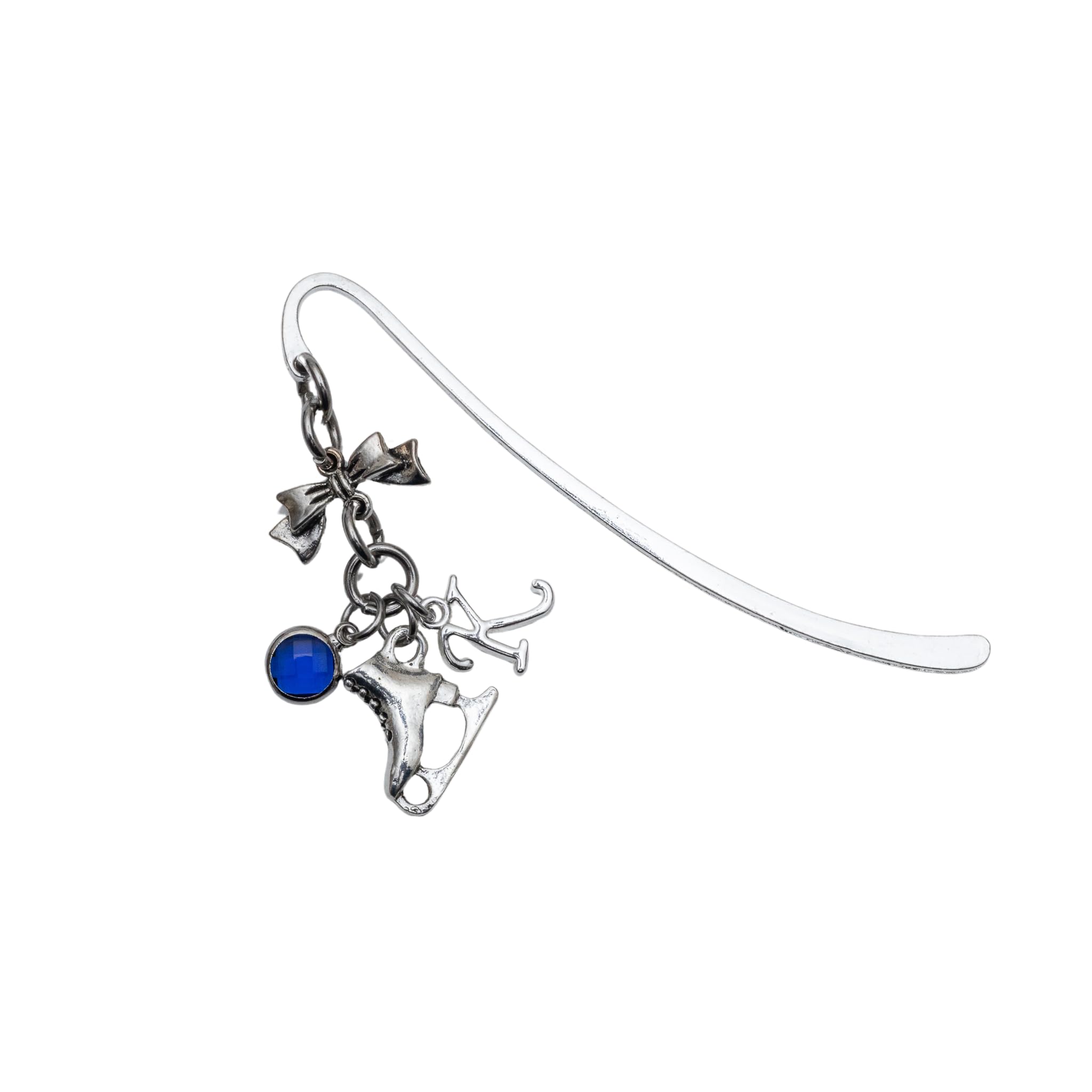 Ice skate bookmark, personalised gifts, birthstone letter, figure skating gift, gift for reader, winter sports