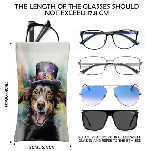 Image of 2 PCS Glasses Eyeglass Sunglasses Case Pouch Soft PU Leather Cute Aesthetic with Cleaning Cloth for Boys Men Man