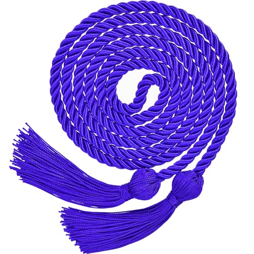 Image of TecUnite Graduation Cords Honor 2026 Polyester Yarn Decorative 67 inch Long Garland Twist Ties with Tassels for Bachelor Gown Graduation(Blue)