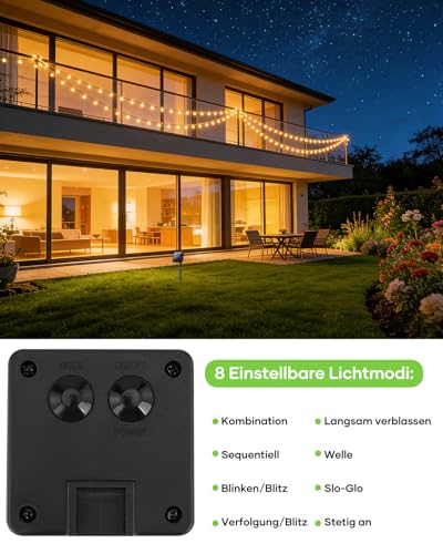 Suright Lichterkette Außen Solar, 8M 30 LED Solar Lichterkette Outdoor – Ansicht 4