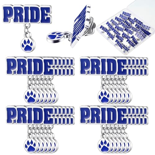 30 Pcs Paw Print School Spirit Pins Bulk Homecoming Paw Pride Sport Lapel Brooch Bulldog Tiger Mascot Pins Gifts for Alumni Football Game Cheerleading Spirit Week Vet Tech Week