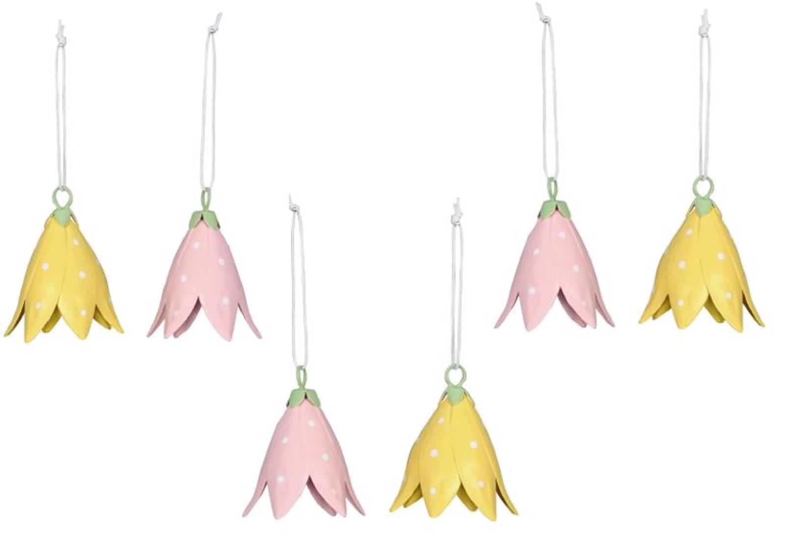 frühlingshafte dekorative Blüten-Anhänger Glocken-Blumen-Anhänger aus federleichtem Metall in verschiedenen Farbsortierungen und Mengeneinheiten (6, rosa gelb)