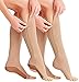 Lingsss Zipper Compression Socks Medical, 2 Pair Toeless Nurse Zip Compression Socks with Zipper Easy on off 15-20 mmHg for Varicose Veins, Edema, Swollen or Sore Legs, Nude, L-XL