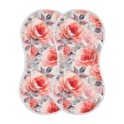 xigua Watercolor Rose Floral Baby Burp Cloths for Newborn Boys and Girls 1 Pack, Soft & Absorbent Cotton Baby Burp Cloth, Baby Washcloths, Newborn Towel, Burp Rags2