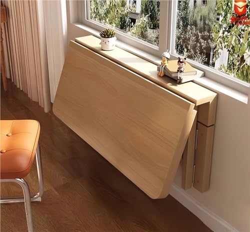Agteruo Mesa Plegable de Madera Maciza de Pared, Superficie de Comedor Oculta Que Ahorra Espacio, Escritorio de Pared para Cocina y Oficina (70 x 40 cm)
