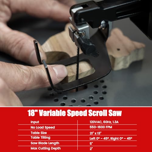 image for Bucktool 18 Inch Variable Speed Scroll Saw, 1.3A Power Scroll Saws for