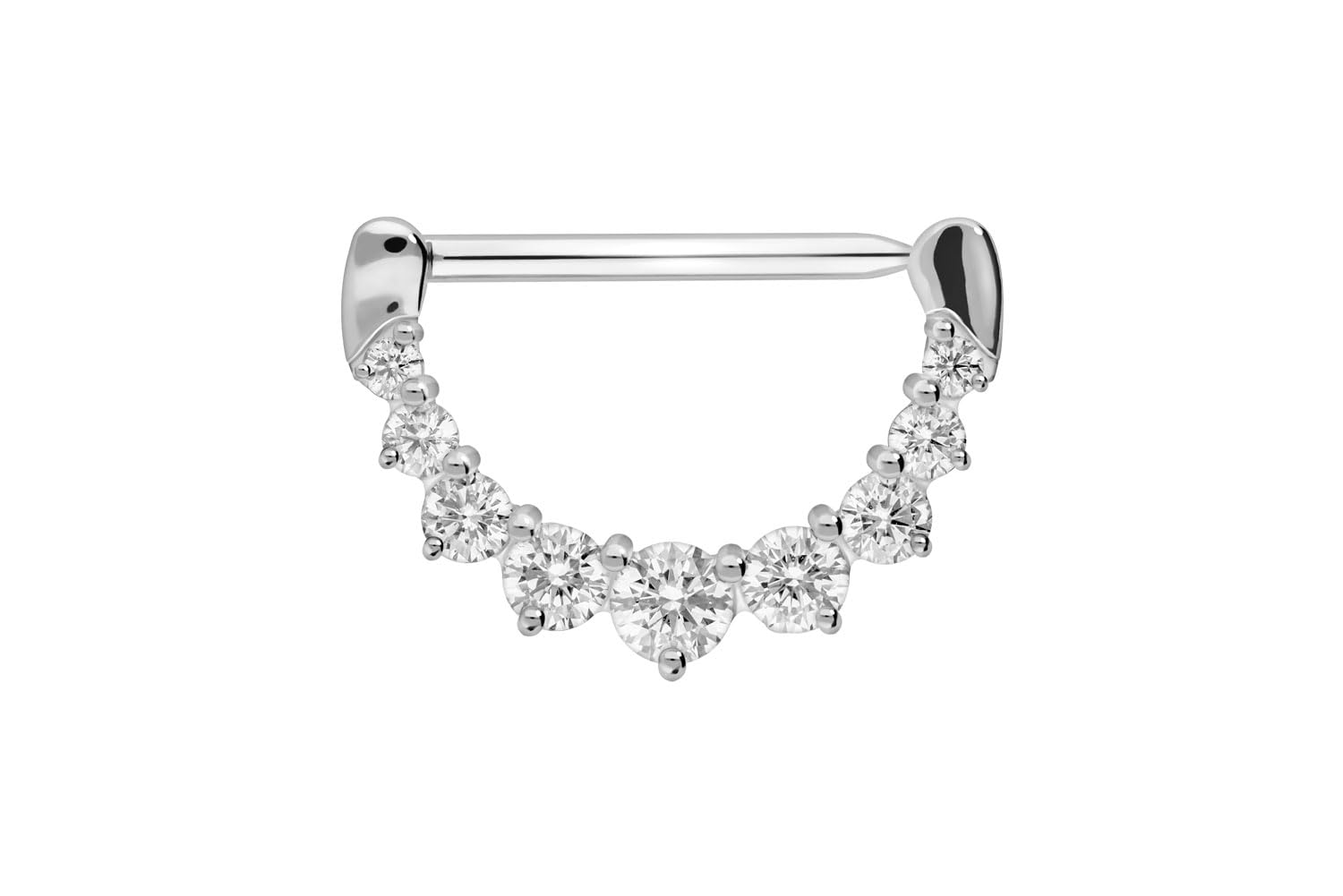 PIERCINGLINE Piercing per capezzolo in acciaio chirurgico, 9 cristalli, piercing per capezzolo, capezzolo, colore e taglia a scelta