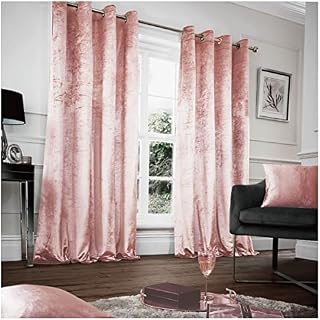 GC GAVENO CAVAILIA Crushed Velvet Curtains 66x90 Inch, Warm Thermal Insulated Ring Top Eyelet Solid Plush Velour Curtains Pair, Blush Pink