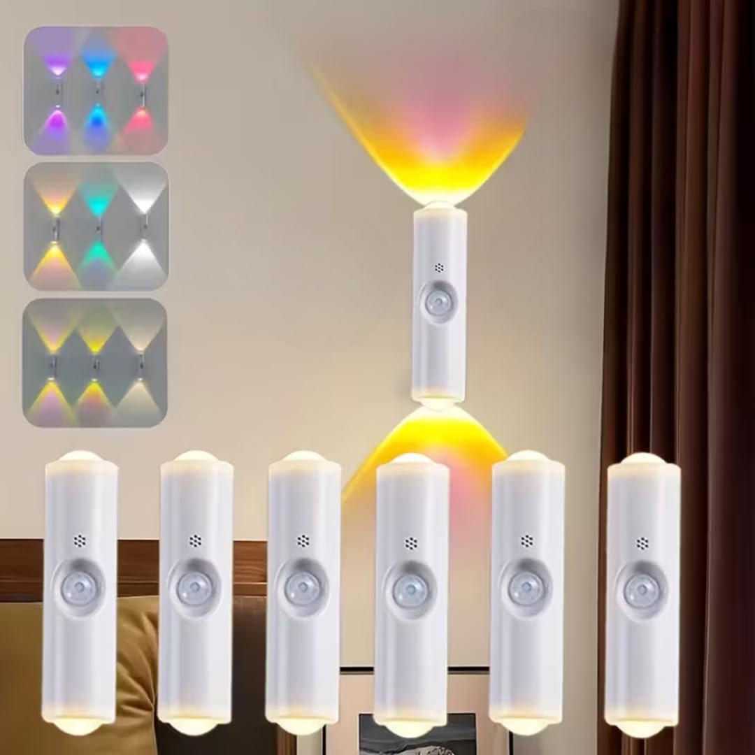 6 PCS Smart RGB LED Motion Sensor Lights, USB Rechargeable with Motion Detection LED Lights for Indoor, Wireless LED Lamps for Bedroom, Hallway, Closet & Wardrobe & Home Decor & Stairway-image-28