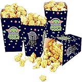 ANYMONYPF 24Pcs Baby Joda Party Popcorn Box Candy Cookie Box Mandalorian Theme Party Supplies for Star Theme Wars Birthday Party Decorations