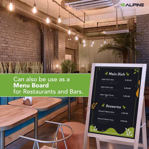 Alpine Industries Led Illuminated Wooden Message Writing Board On An A-Stand 20" X 28" (Beige) #TOP4