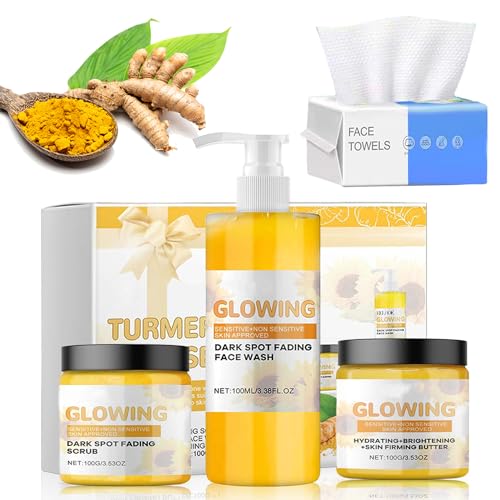 3 In 1 Turmeric Combo Skincare Set, Glow Combo Skin Care Set, Turmeric Face Care Sets, Turmeric Face Scrub, Turmeric Glow Butter, Turmeric Glow Face Wash, Natural Exfoliation and Hydration (1 Set)