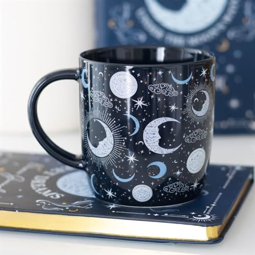 Something Different Wholesale Blue Moon Print Mug - Taza de cerámica para café y té con diseño lunar