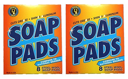 Set of 16 Dura Blu Steel Wool Soap Pads 2 Boxes of 8