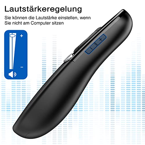 USB C Presenter, Kabellose 2.4 GHz Powerpoint Fernbedienung, Pointer für Präsentationen via Typ C und USB Empfänger, Rot Präsentationsfernbedienung für Windows 7/8/10/Mac/Linux/Android/PowerPoint