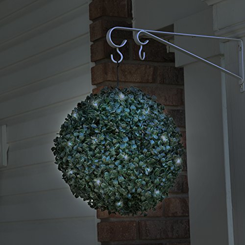 Pure Garden 50-128 Solar Powered Led Artificial Topiary Ball-Decorative Pre-Lit Faux Boxwood With Rechargeable Battery-Outdoor Lawn And Garden Decor #TOP6