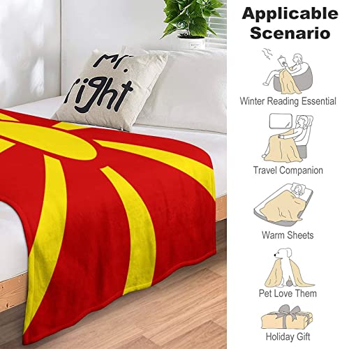 Couverture en peluche drapeau Macédoine 127x152 cm pour canapé - 7