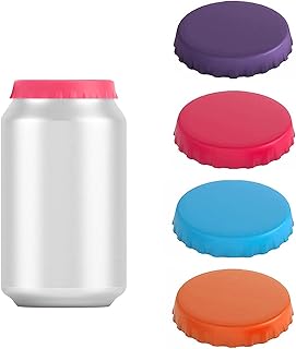 4 PCS Silicone Beverage Can Lids, Leak-Proof & Dust-Resistant Can Covers, Multi-Coloured Drinks Can Protection, FineGood Reusable Silicone Can Lids for Drinks Bottle Caps for Beer, Wine, Soda