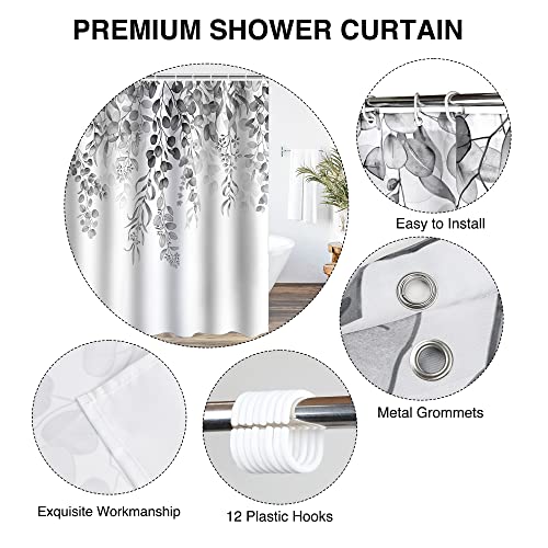 WELTRXE Shower Curtains, Bathroom Shower Curtain with 12 Hooks, Waterproof Polyester Fabric Bathtub Curtain, Weighted Hem - Image 4