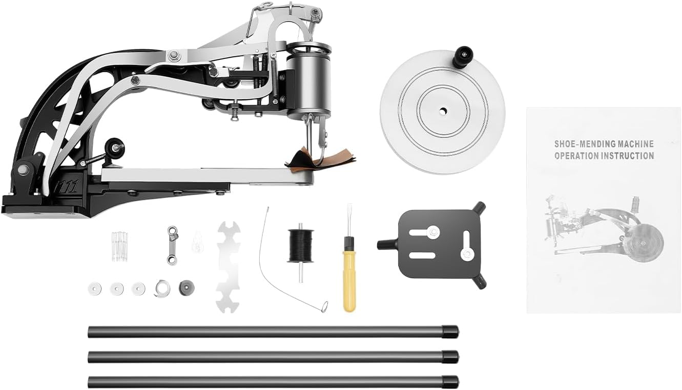 Macchina Da Cucire Pelle Manuale, Macchina Da Cucire Manovella Cordonnier Pellinier, Strumento Per Cucitura Spessa 5 Mm Tela Gomma Plastica, Riparazione Scarpe Borse Tende, Regolazione 360°, Ferro