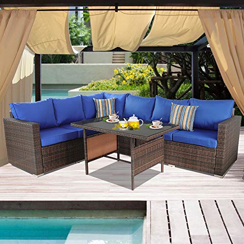 Tangkula Patio Round Daybed With Retractable Canopy Sectional Sofa Set W Height Adjustable Coffee Table Outdoor Wicker Rattan Furniture Sets Rattan Conversation Sets Brown Conversation Sets