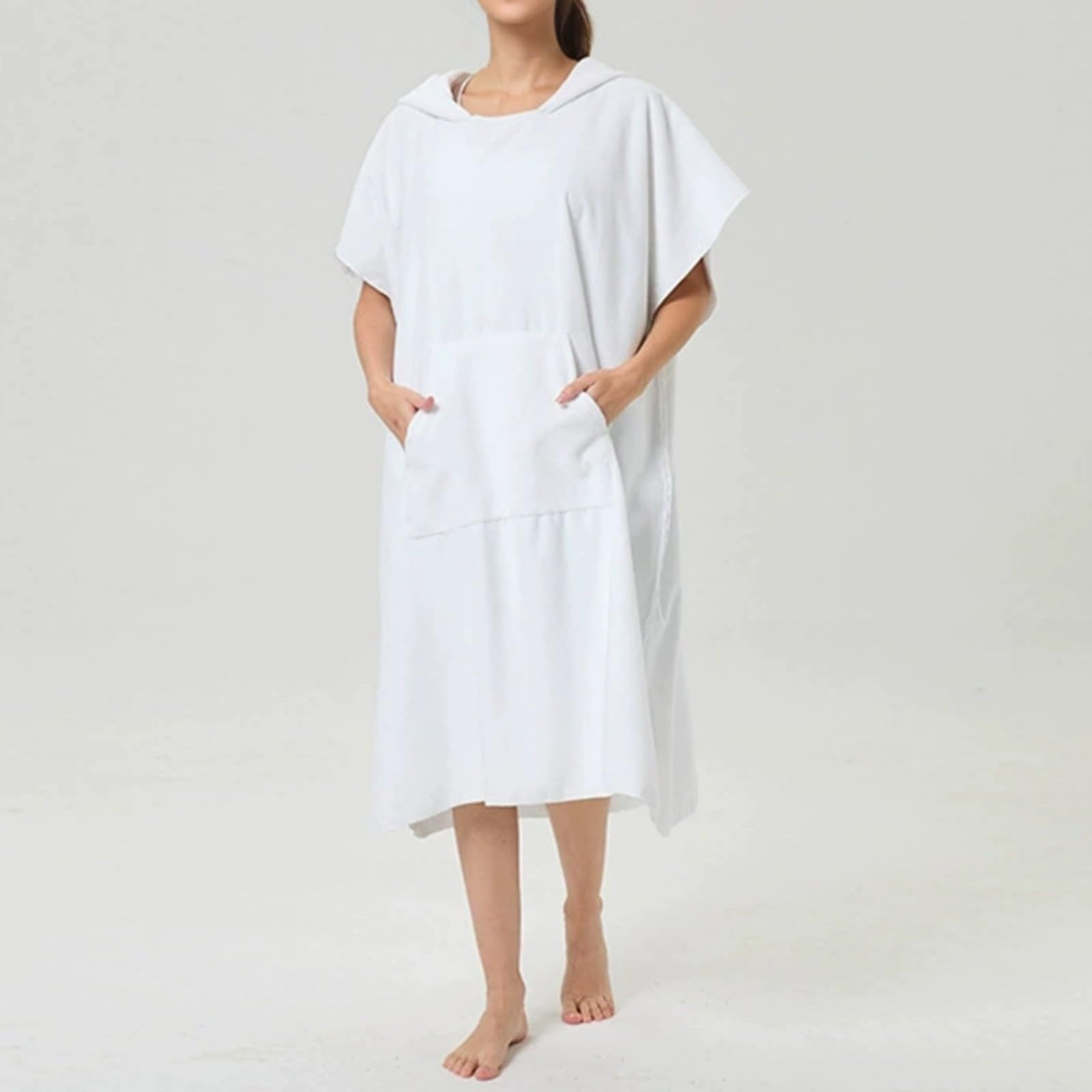 Genérico Albornoz Ducha Mujer Algodon Bathrobe Invierno s Grandes con Robe Calentita Roupao Tallas Capucha De Baño Rizo Algodón