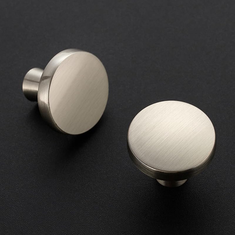 Image of Ravinte 5 Pack Single Hole Round Cabinet Knobs Brushed Nickel Pulls Drawer Knobs Kitchen Hardware Handles