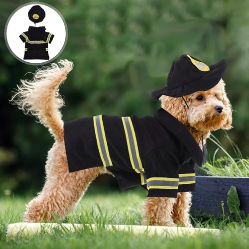 Disfraz de Bombero para Perro y Gato Talla S Negro miniatura 7