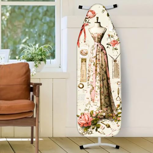 Image of Nuxovilar Floral Dress Form Ironing Board Cover 15x54 Polyester | Iron Pad Scorch Guard laundry helper protective board shield home laundry room craft studio (Dress Form)