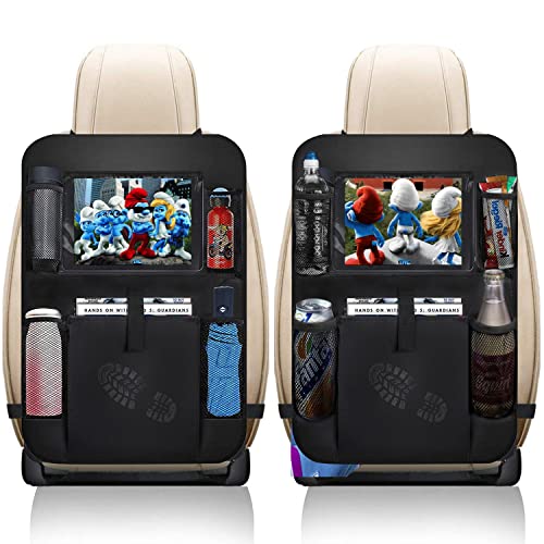 Car Backseat Organizer 2 Pack, Car Seat Back Organizers Storage Kick Mat Seat Protector, Car Seat Back Protectors with Clear 10