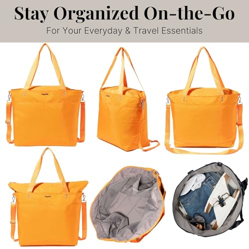 Image of Baggallini Carryall Tote - Lightweight Nylon Zipper Top Weekender Travel Beach Bag w /Luggage Sleeve