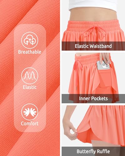 Image of HASMES Girls Butterfly Shorts Teen Flowy Athletic Shorts for Running Dance Cheer 5-14Y