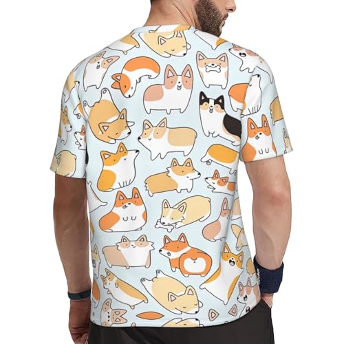 Dry Fit Hunde-T-Shirts für Herren – feuchtigkeitsableitende Fitness-Shirts, Workout-Shirts mit Rundhalsausschnitt, ideal für Fitness, Schwarz, L