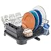 mDesign Escurreplatos de metal y plástico – Compacto escurridor de platos con...